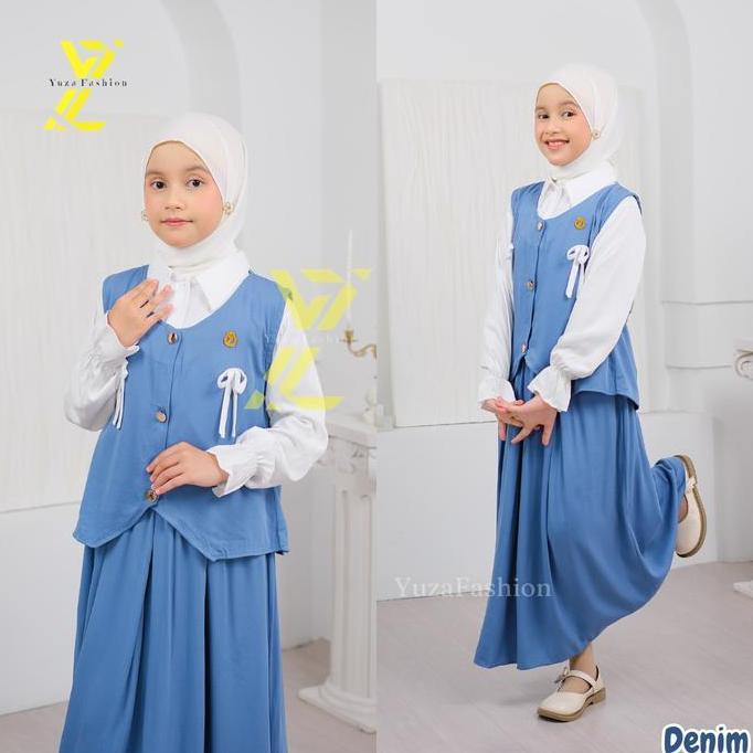 PALING LARIS Baju Setelan Muslim Anak Perempuan / Adereena One Setelan Rok 3in1 / Setelan Anak Remaj
