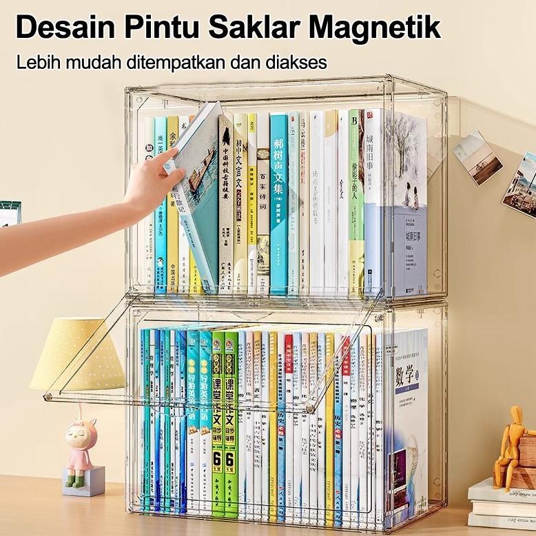 Ex45 STOODER Kotak Penyimpanan Buku Kotak Penyimpanan Transparan Kotak Display Akrilik Rak Buku Desk
