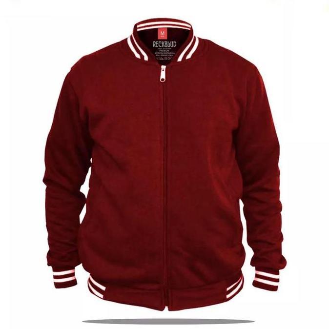 Reckblud - Jaket Varsity Zipper Polos Unisex Hijau Botol TA