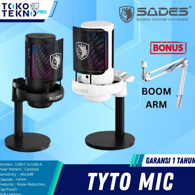 Sades Tyto Mic Microphone Condenser Gaming Premium Full Set Boom Arm
