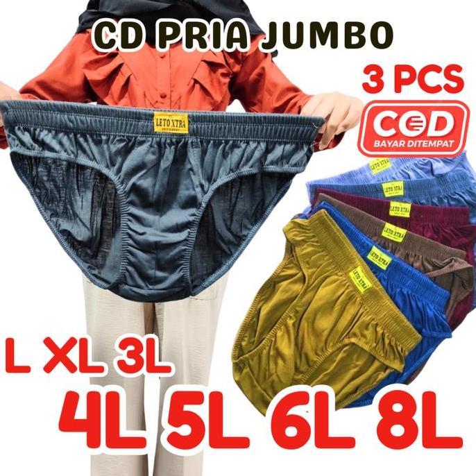 Gentle- Isi 3 Pcs Celana Dalam Pria Polos Jumbo Leto / Cd Pria Jumbo Premium Murah