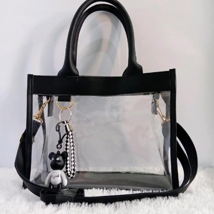 Bags- Tas Transparan Tas Pvc Konser Tas Plastik Hitam Wanita Selempang