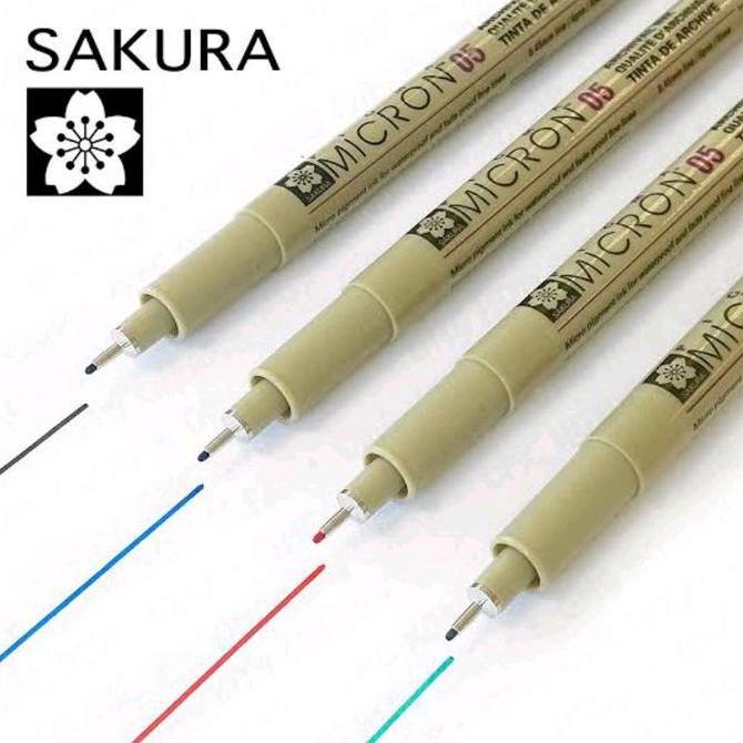 Bisa- Sakura Pigma Micron 003 005 01 02 03 04 05 08 Brush Black Blue Red Green Sepia Light Cool Gray