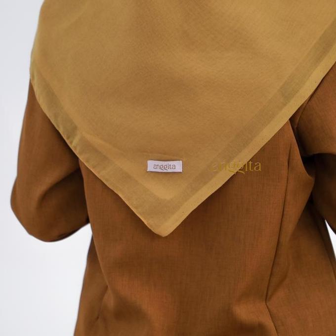 DB164 >> ANGGITA Jilbab Mustard PNS Paris Jadul Segiempat Hijab Premium Seragam Dinas PNS Pegawai PE