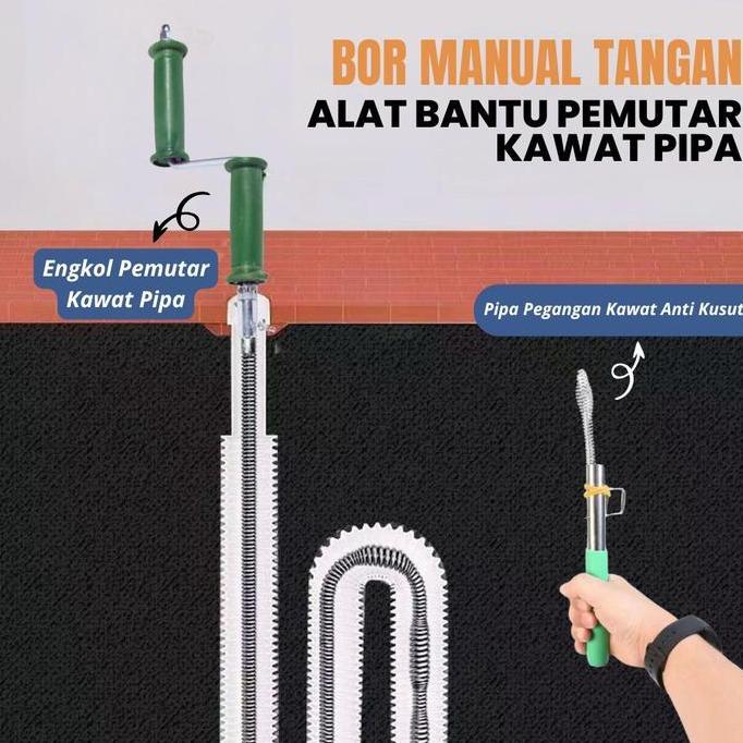 Promo Pipe Cleaner Bor Manual Kawat Pembersih Saluran Pipa Mampet Dengan Adaptor Bor