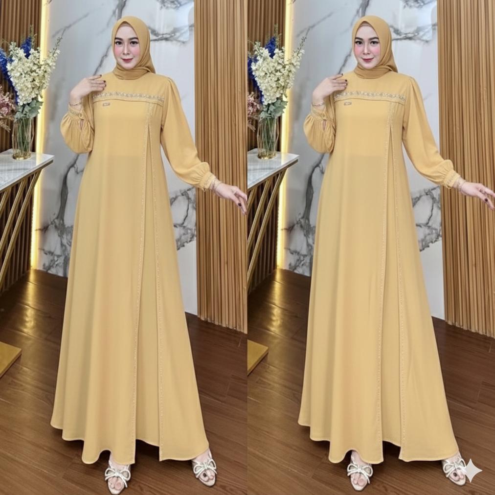 TERMURAH Gamis Wanita Abaya Turkey Terbaru 2026 Emerald Blue Aylin Dress Aplikasi Payet Swaroski Pre