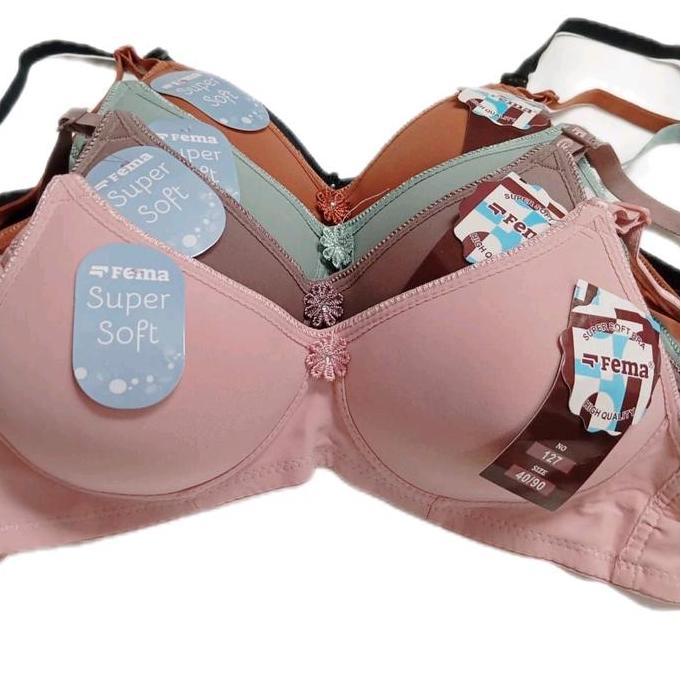 Nyaman- Bra Fema Wanita Bra Bh Wanita Cup Medium Busa Tipis Tanpa Kawat Kait 2 Soft