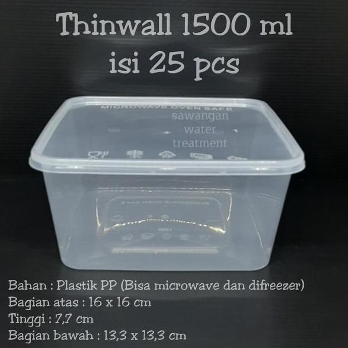 Packingpac- Thinwall Kotak 1500Ml / Plastik 1500Ml / Tempat Salad/ Thinwall 1500Ml