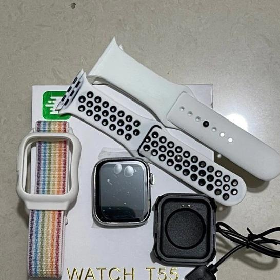 Smartwatch T55  Free Tali Canvas Jam Tangan Smartwatch Pria Wanita Original