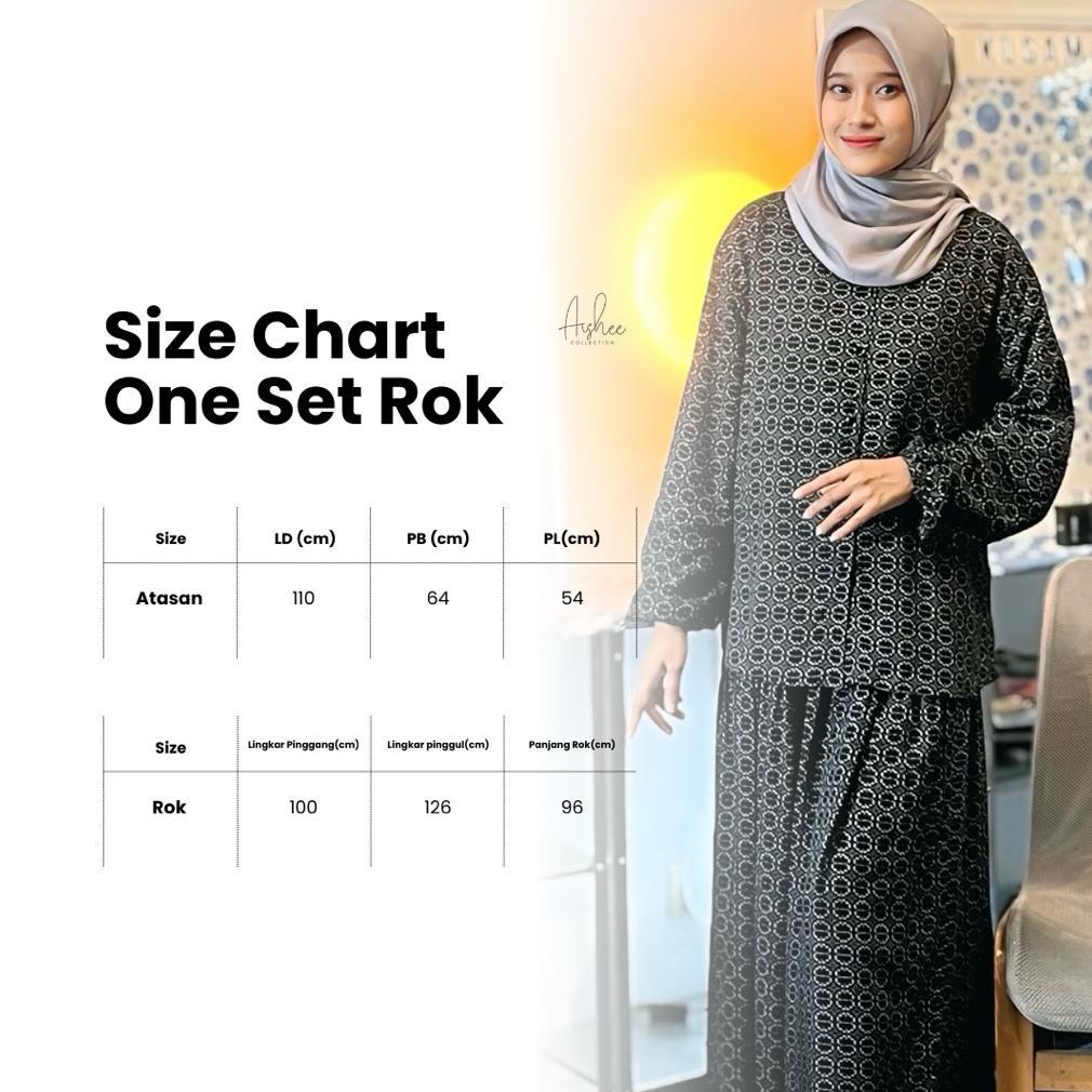 TERMURAH Aishee Mecca One Set Rok | Setelan Wanita Rayon Premium Adem Nyaman | Kemeja Kerah Shanghai