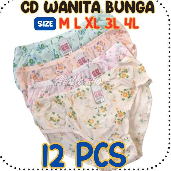 Nyaman- 12 Pcs Cd Putri Yuliana Celana Dalam Wanita Dewasa Katun Motif Bunga Grosir Aloha Id