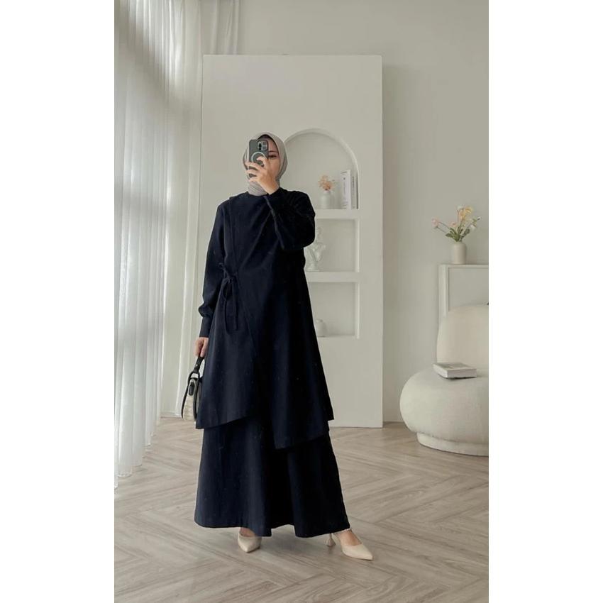 PROMO TERBARU Samira Set Stelan Wanita Muslim Linen One set Atasan + Celana Set Wanita Remaja Ootd K
