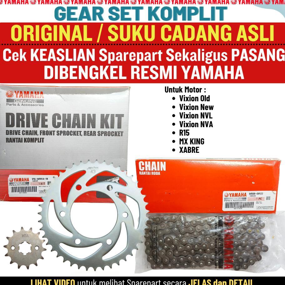 Gear Rantai Set Vixion Old Lama New NVA NVL R15 MX King Xabre Original Yamaha 100%