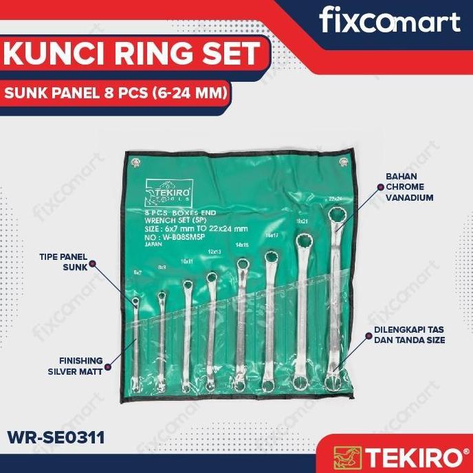 Murah Tekiro Kunci Ring Set Sunk Panel 8 Pcs (6-24 Mm) / Tekiro Kunci Ring Sunk Panel