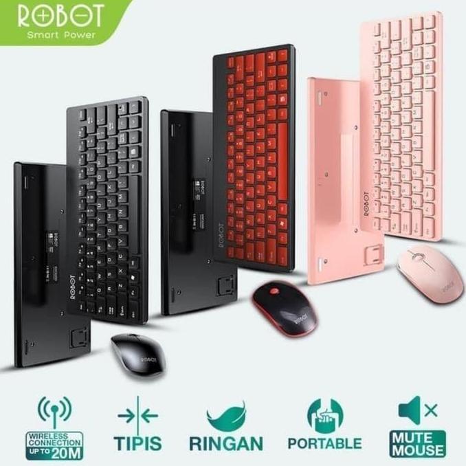 Robot Km3000 Keyboard Mini Wireless Portable + Mouse - Robot Km 3000 Best Seller