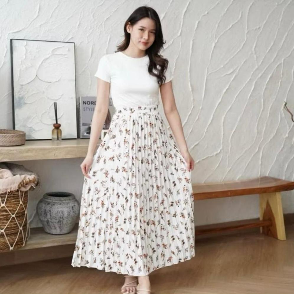 NEW Rok Motif Bunga| Rok Bunga| Rok Plisket Motif Bunga