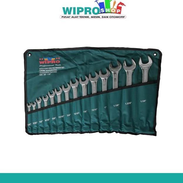 Grosir Wipro Kunci Ring Pas Set 14Pcs Inch 3/8" - 1-1/4" Kunci Ring Pas Set 14Pcs Inch 3/8" - 1-1/4"