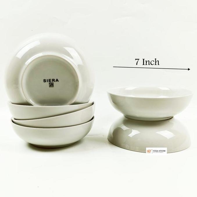 Mangkok Sereal Bubur Keramik Putih Polos 7 Inch Kedaung- 6 Pcs TF