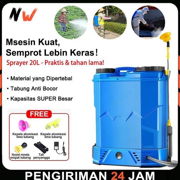 h.samiliran - sprayer pertanian elektrik 2l - semprot hama kebun sawah, tangki besar, daya jet kuat 