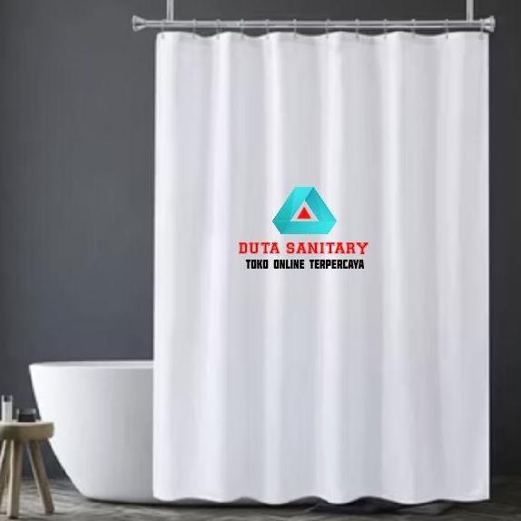 Shower Curtain 200x200 textile/Shower Curtain kain 200cm/ Korden Putih
