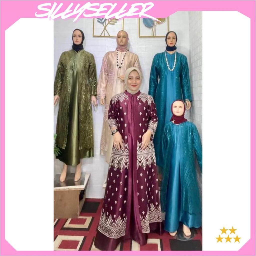 Gamis Melly Tile Sapto Kombinasi Satin Cristal Termurah