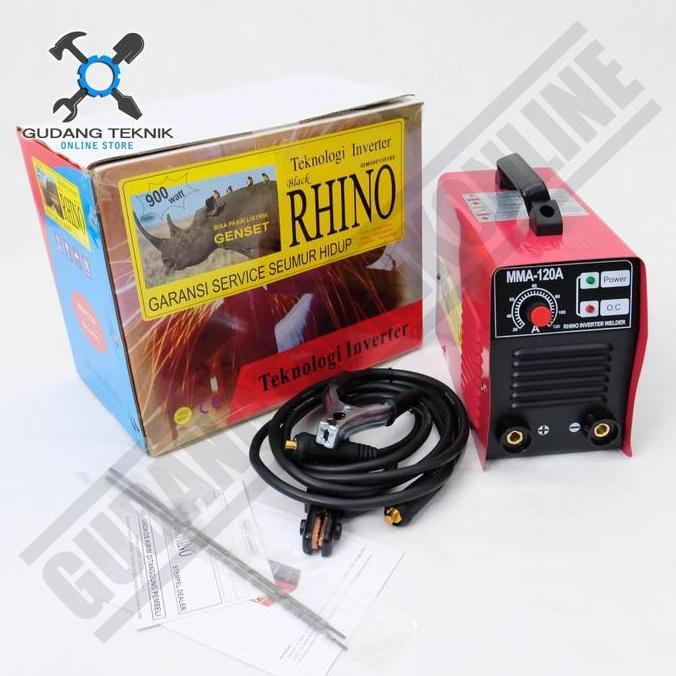 MESIN LAS LISTRIK RHINO 120A / TRAFO LAS INVERTER 900WATT RHINO MERAH 120 A / RHINO MMA 120A MERAH O