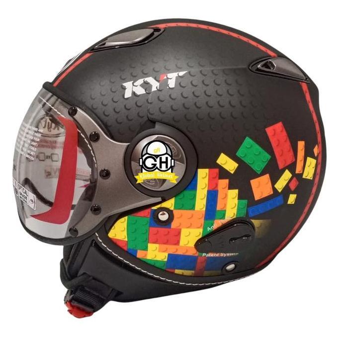 HELM KYT ELSICO #5 BLACK MATT RED KYT HALF FACE