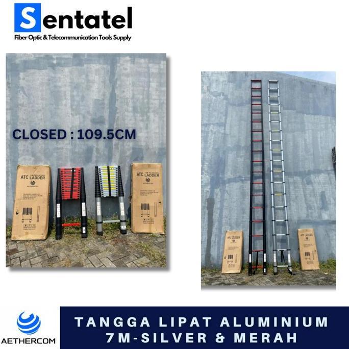 TERMURAH - TANGGA LIPAT SINGLE TELESKOPIK ALUMINIUM 7 METER ATC TANGGA LIPAT / TANGGA TANGAN/ TANGGA