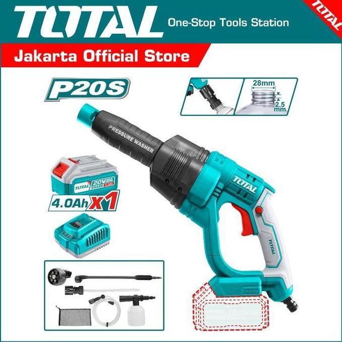 Total Lithium-Ion Pressure Washer Tpwli20084 - Jet Cleaner Baterai+Charger