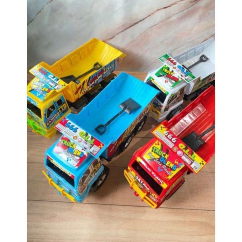 ORIGINAL MAINAN MOBIL TRUK BAK PASIR/TRUK OLENG + STIKER DAN KATA2 TTD NEW