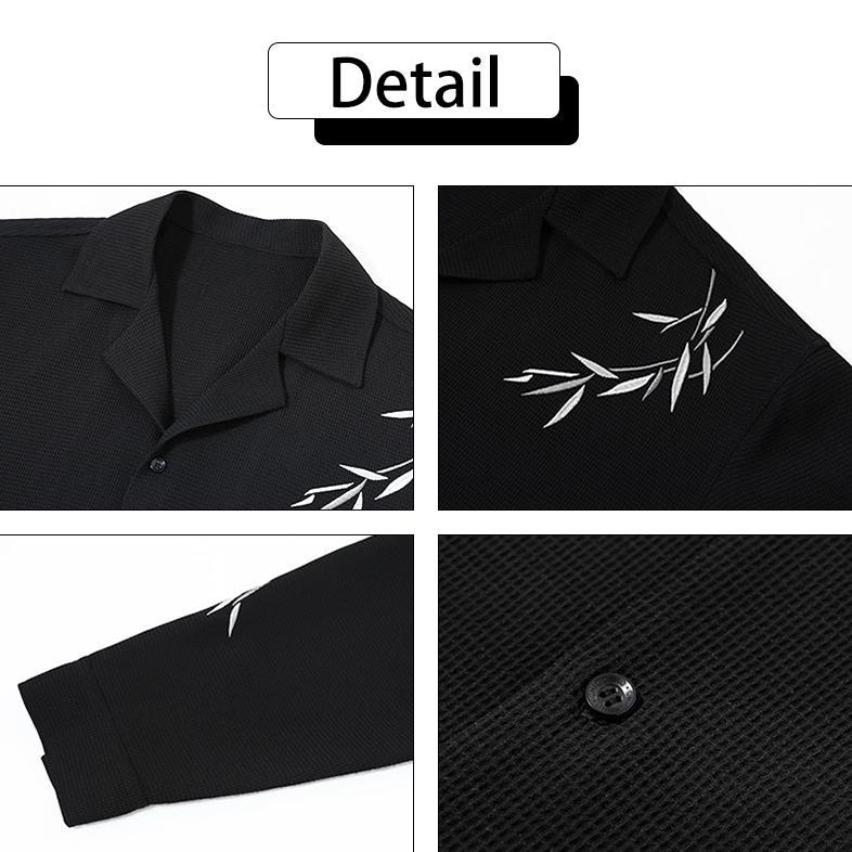 NEW kemeja korean style pria kemeja kasual pria baju kemeja cowok V Neck kemeja lengan panjang bordi