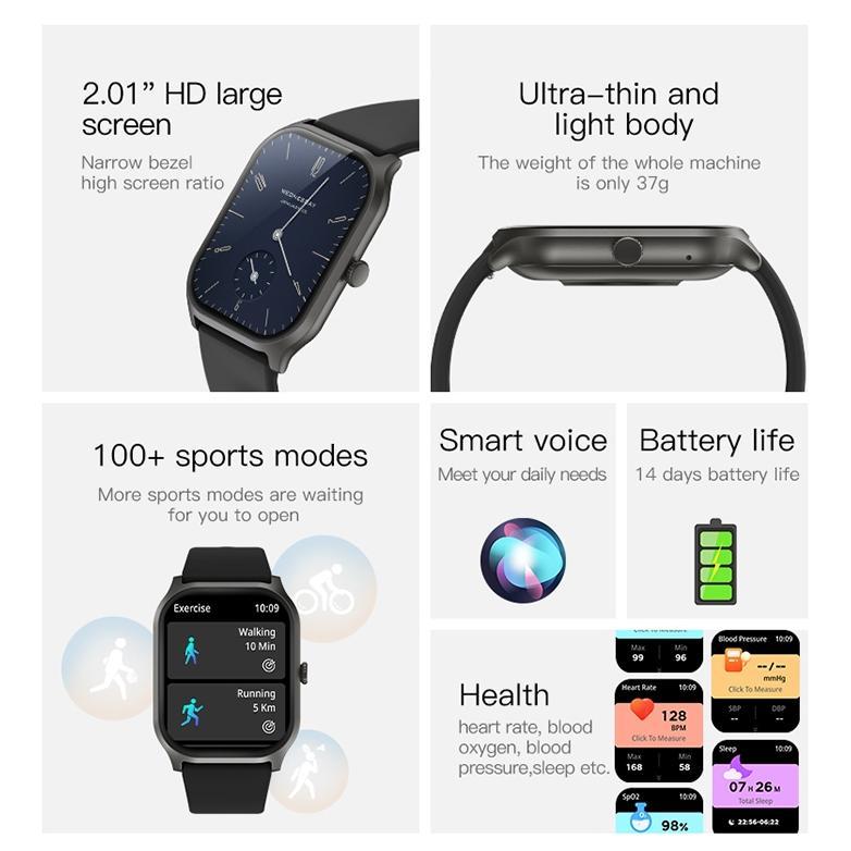 BestPromo Wiselion Zl77J Smartwatch 2.01" Hd Waterproof Ip68 Bt Call Health Monitoring Jam Tangan Pr