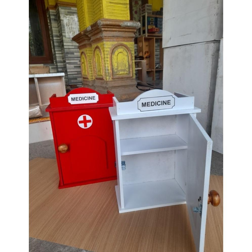 FREE ONGKIR KOTAK OBAT P3K KAYU ESTETIK - LEMARI MEDIS GANTUNG DINDING MINIMALIS - KOTAK PENYIMPANAN