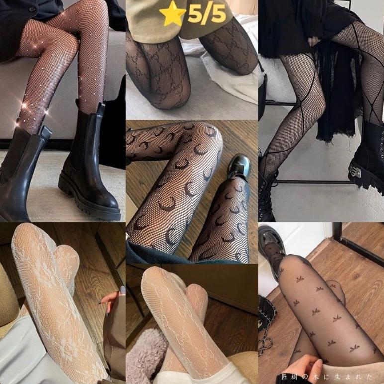 055 DIAMOND RESTOCK | Stocking jaring fishnet DIAMOND motif moon spider flower kuromi pita ribbon st