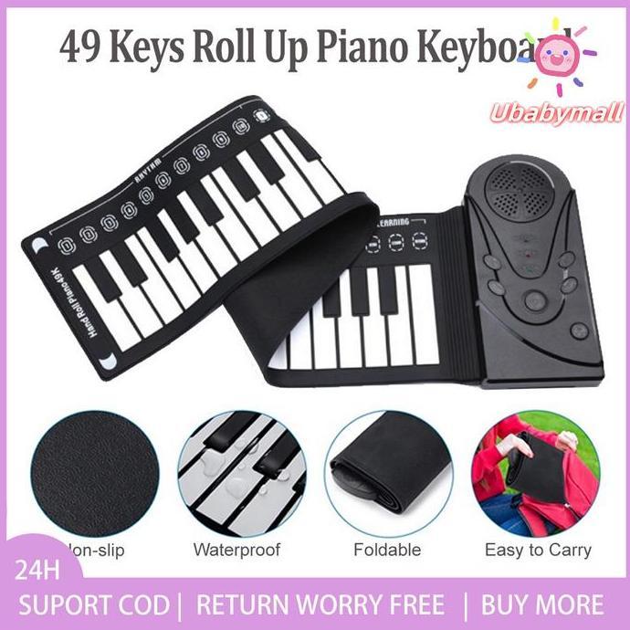 ifosku_shop - 88 keys piano keyboard portable lipat silikon fleksibel hand roll up elektrik piano el