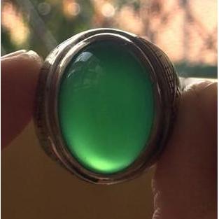 Cincin Titanium Tanam Batu Akik Hijau Garut HQ