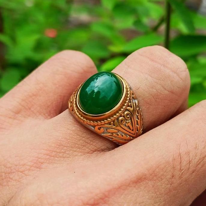 Cincin Batu Alam Hijau Garut Super Mewah