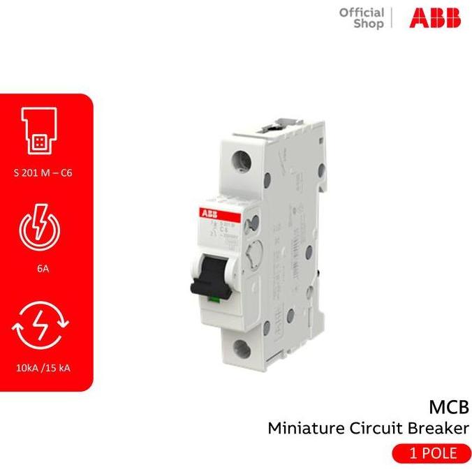Grosir [Abb] Mcb 1P 6A 10Ka 15Ka S201M-C6 2Cds271001R0064 S 201 M