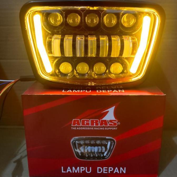 Promo LAMPU DEPAN RX KING NEW OVAL REFLEKTOR HEAD LAMP DEPAN 16 LED KOTAK RX-KING NEW AGRAS SUPER TE
