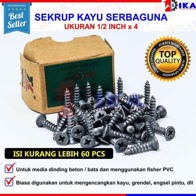 KATERINABLU Sekrup skrup kayu 1/2 inch plus (+) murah kuat bagus