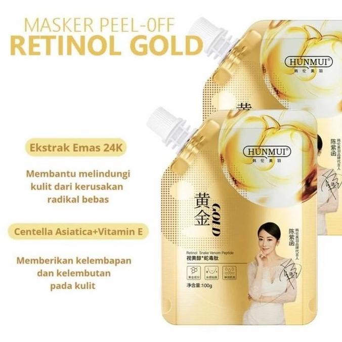 Feisumasuku- (Terlaris) Hunmui Retinol Masker Gold Anti Aging Peel Of Masker Collagen Penghilang Fle