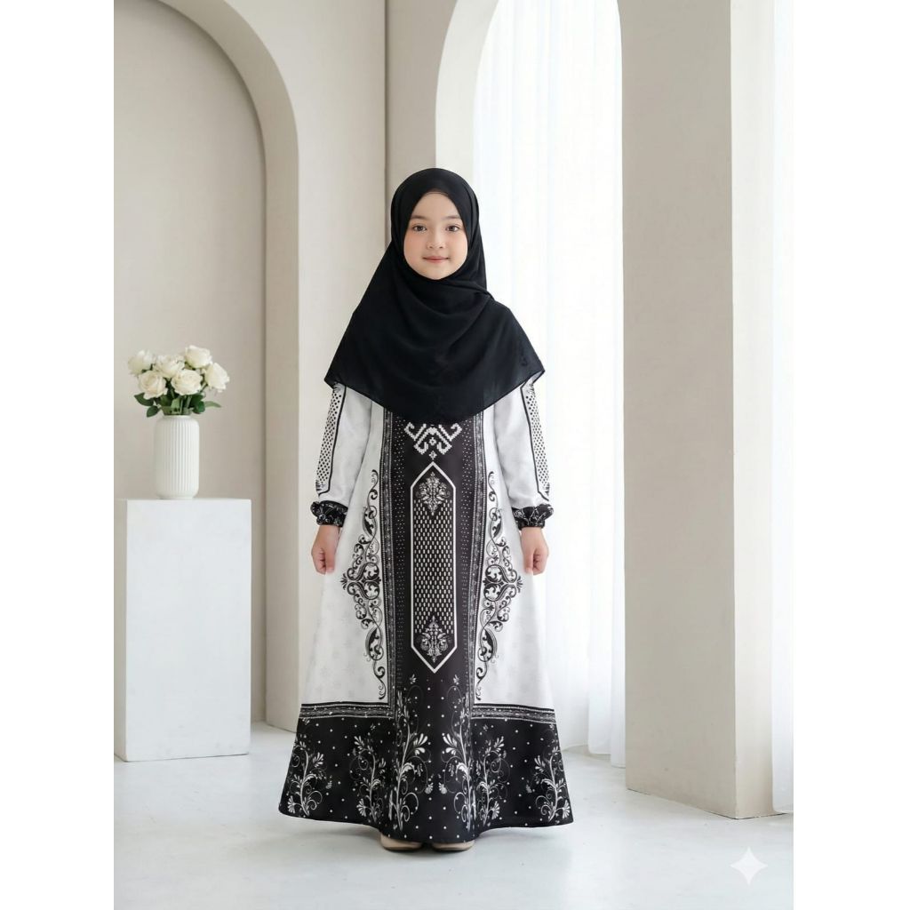 Gamis Anak Premium Armani Silk Putih | Adem & Nyaman | Model Cantik | S–XL