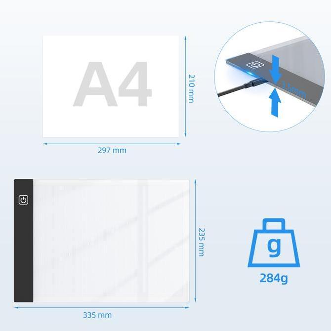 Shashin- Goojodoq A3/A4/A2 Tracing Board Led Drawing Stensil Board Papan Jiplak Gambar Led Anak Dewa
