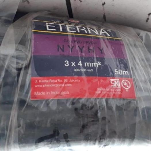 Promo Kabel Serabut NYYHY 3x4 mm Eterna 3 x 4 mm Hitam 3x4mm Eterna 50mtr Diskon