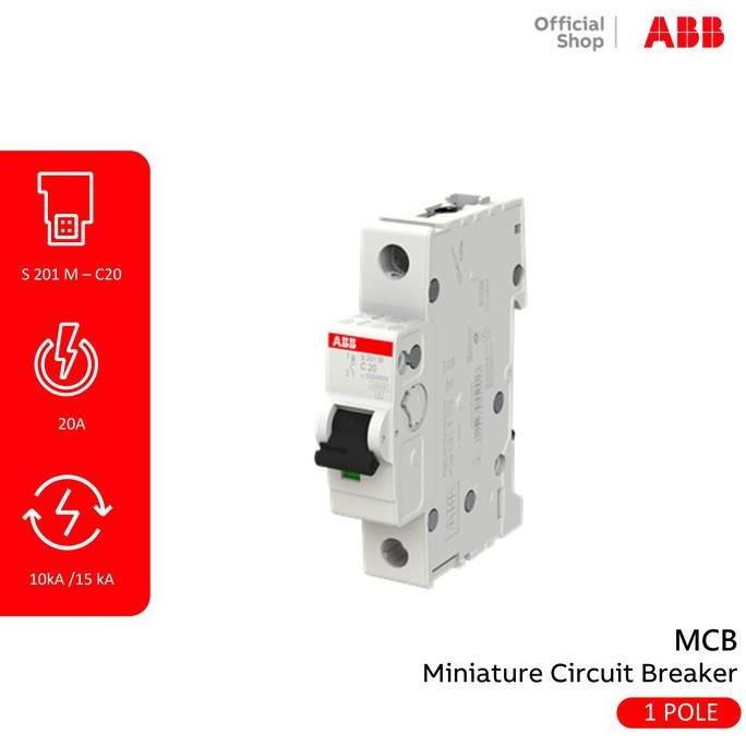 Sale Abb Mcb 1P 20A 10Ka 15Ka S201M-C20 2Cds271001R0204 S 201 M