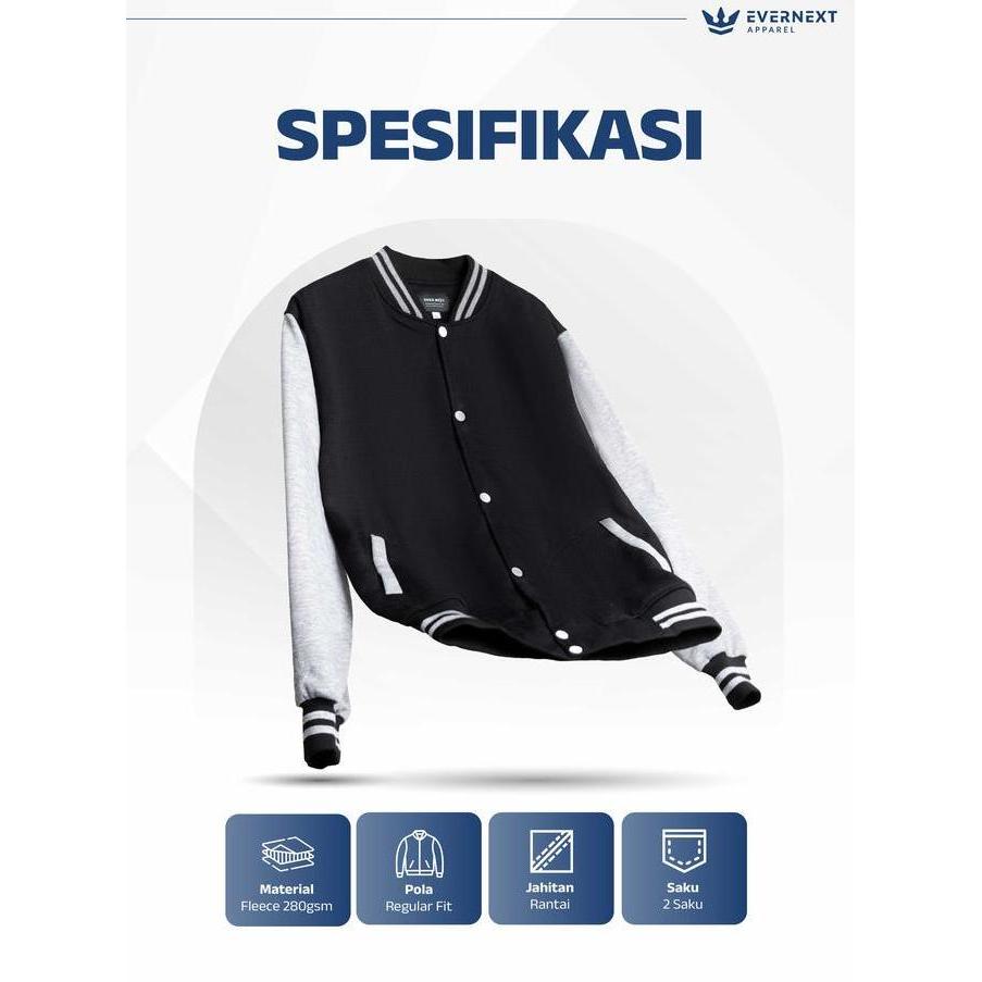 Langsungaja- Evernext - Jaket Varsity Wanita Dallas Jaket  Cewek Baseball Jaket Fleece Jaket Casual