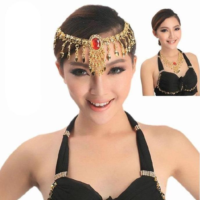 LOANHERCH Kalung Kepala Belly India Dance Aksesoris Bando Belly Dance Koin Payet Aksesoris Perhiasan