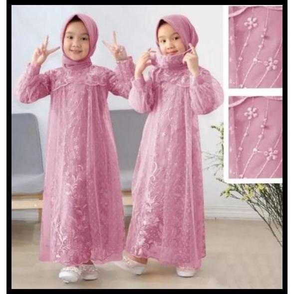 Gaun Gamis Mewah Pesta Anak Remaja Perempuan Tanggung Tile Mutiara Usia 4 Tahun Sampai 12 Tahun Baju