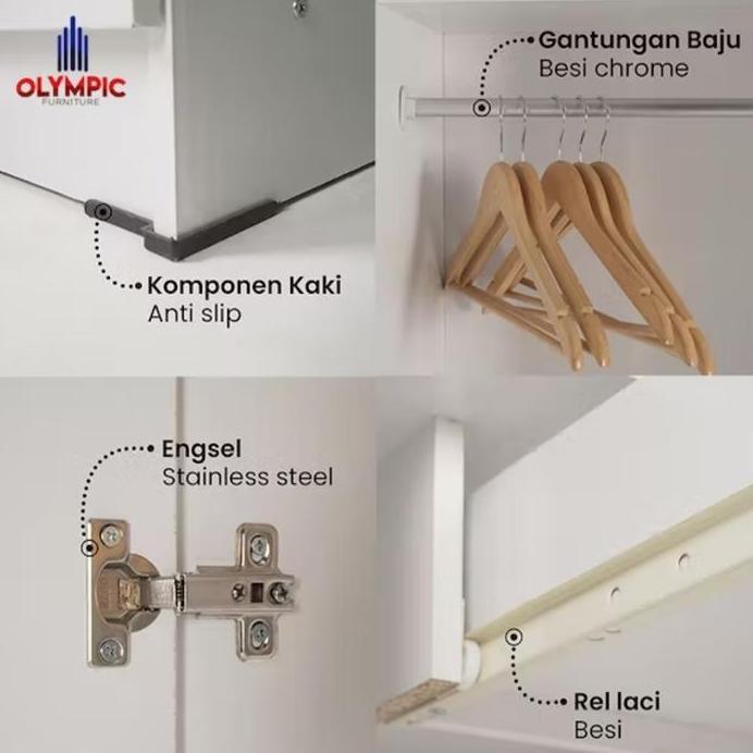 OLYMPIC MARIBEL Lemari Pakaian 3 Pintu Premium - OLYMPLAST