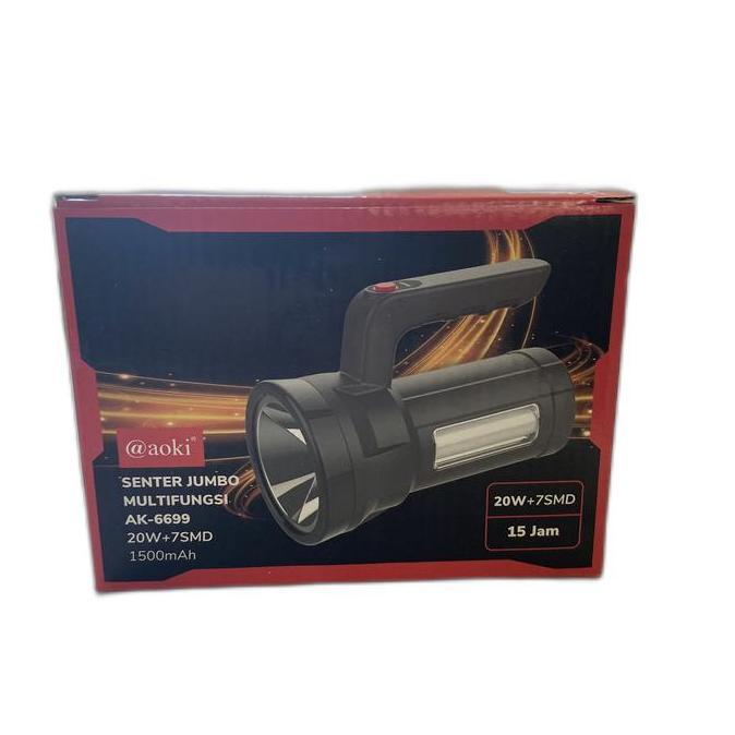 Senter jumbo multifungsi AOKI AK-6699 20W+7 SMD 1500mAh 15 jam Hitam